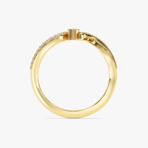 Bague de Fiançailles et de Promesse en Or Blanc 14K Plaqué Rhodium avec Diamant de Laboratoire Sertie en Bezel, Certifiée IGI, Modèle Infinity Twist à Bande Partagée - Product Image 5