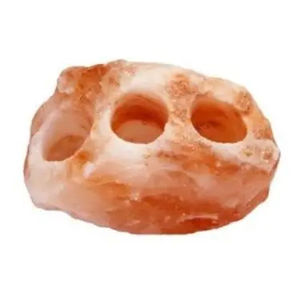 Bougeoirs à trois trous en sel de l'Himalaya pour bougies chauffe-plat - Product Image 1