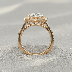 แหวนหมั้นหรูหราประดับเพชรทรงหยดน้ำเคลือบทองคำสีกุหลาบ พร้อมใบรับรอง - Product Image 4