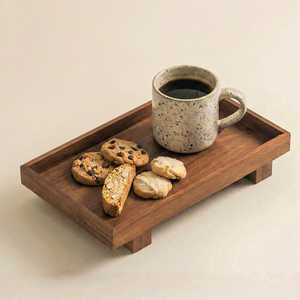 Wooden Tray: <b>Walnut</b> Wood Organizer Tray for Bathroom Kitchen Counter Coffee <b>Table</b> Display Japanese Wabi Sabi Decor - Product Image 4