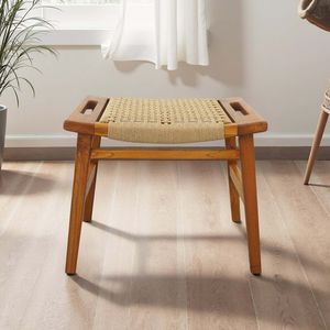 Tabouret à tisser à cadre en bois massif rustique Grit Tabourets et poufs de qualité supérieure - Product Image 1