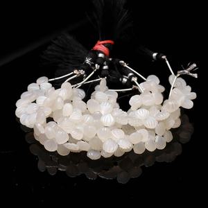 Cuentas de Piedra Lunar Blanca Natural Talladas en Forma de Concha de 9-10MM, Cuentas de Piedras Preciosas Talladas a Mano con Perforación Lateral, Cuentas Sueltas de Piedra Lunar Blanca para Joyería - Product Image 4