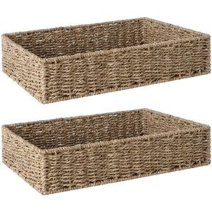 Cestas de Almacenamiento Rectangulares de Ratán Natural, Ecológicas, Rústicas, Multiusos, Organizadores Apilables - Product Image 1