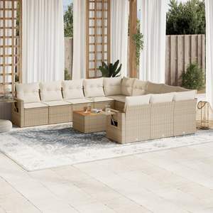 Set Divano da Giardino in Rattan Beige 6 Posti, Arredamento da Esterno Resistente alle Intemperie, Design Contemporaneo con Struttura in Vimini - Product Image 3