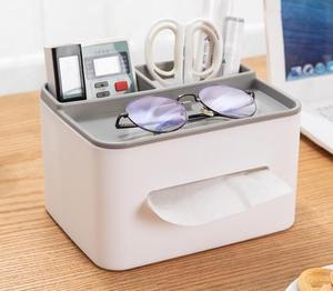 Multifunction Desktop Tissue Box Eyewear Holder Glasses Organizer with Compartments for Home Office - Product Image 4