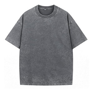 เสื้อยืดผ้าฝ้ายขนาดใหญ่สำหรับผู้ชาย วินเทจ ยูนิเซ็กส์ แขนสั้น ทรงหลวม สตรีทแวร์ ลำลอง ซักแล้ว ทรงพื้นฐาน สวมใส่สบาย - Product Image 1