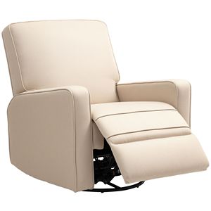Poltrona Reclinabile Manuale Beige con Cuscino Spesso, Tessuto Traspirante, Meccanismo di Azionamento a Distanza per Adulti in Soggiorno - Product Image 1