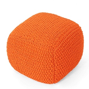 Cotton Knitted Square Pouf Living Room Furniture Home <b>Stool</b> & Ottoman Modern Contemporary home textile - Product Image 4
