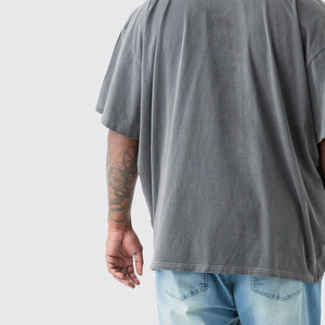 Camiseta Oversize 100% Algodón con Lavado Ácido para Hombre, Estilo Hip Hop, Lisa, Venta al por Mayor, Cuello Redondo - Product Image 6