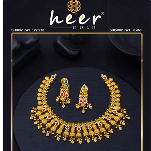Conjunto de Collar y Pendientes de Oro Antiguo con Diseño Tradicional de Templo, Joyería Nupcial para Mujer, para Bodas - Product Image 2