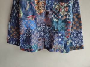 Quilted <b>Patchwork</b> <b>Jacket</b> Women's Mandarin Collar Full Sleeve Cotton Autumn Style Regular Length Batik Print Patch Pocket gift - Product Image 3