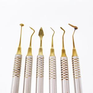 Kit de 6 espátulas para relleno de resina compuesta dental, con cabezal recubierto de titanio o oro, para rellenar resinas, de Blush Surgical - Product Image 2