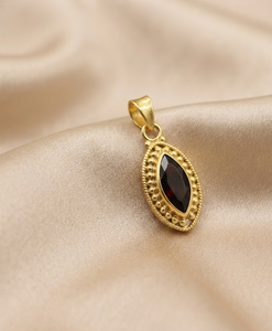 Pendentif en grenat marquise naturel, collier en argent sterling 925, charme en pierre précieuse, bijoux bohèmes faits à la main, plaqué or rose/jaune - Product Image 3