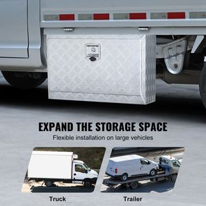 Cassetta Portaoggetti per Camion in Alluminio Resistente 76x43x46 cm con Piastra Diamantata, Chiavi e Accessori per il Controllo del Carico Resistenti all'Acqua - Product Image 2