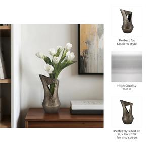 Jarrón de Metal de Diseño Moderno para Exhibición de Flores, Elegante Artículo de Decoración para el Hogar, Oficina y Sala de Estar - Product Image 3