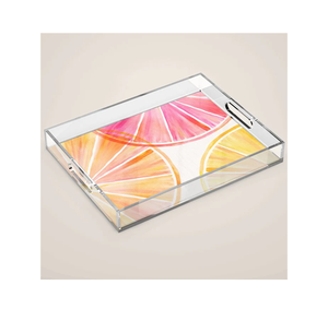 Bandeja de servir acrílica hecha a mano con estampado naranja, ideal para decoración de fiestas de cumpleaños y Navidad, artículo con proveedor mayorista de fabricación. - Product Image 1
