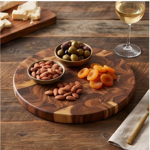 เขียงไม้ทรงกลมแบบทันสมัย ทนทาน ใช้สำหรับเตรียมอาหารในครัว - Product Image 4