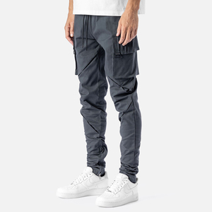 OEM Men Cargo Pants 100% Cotton Slim Fit Straight <b>Drawstring</b> Flat Front Zipper Lightweight Casual Work <b>Trousers</b> High Quality - Product Image 1