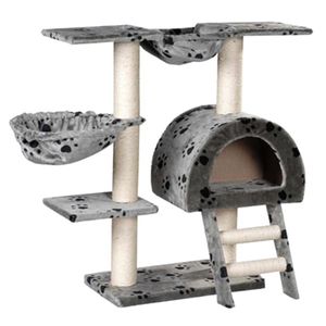 Albero di gatto grigio da 41 pollici con stampe a due graffi e comodità per i felini - Product Image 2