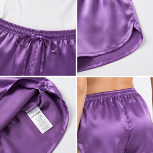 Shorts en satin de soie pour femmes, style streetwear, taille haute avec cordon de serrage, respirants, écologiques, séchage rapide, soyeux - Product Image 6