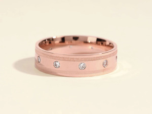 Yellow Gold Milgrain Flush <b>Set</b> Lab Grown Diamond <b>Men</b>’s Wedding Band <b>Ring</b> - Product Image 3