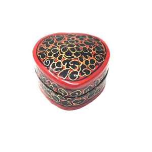 Caja de Regalo de Papel Maché con Forma de Corazón, Estilo Floral Tradicional, Caja de Papel Maché India al por Mayor - Product Image 1