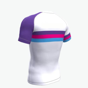 เสื้อคอมเพรสชั่นแขนยาวผู้ชาย สีชมพู ลายคลื่นสีฟ้า คอกลม กระชับรูปร่าง ระบายความชื้นได้ดี เหมาะสำหรับทุกฤดูกาล เสื้อกีฬา - Product Image 5