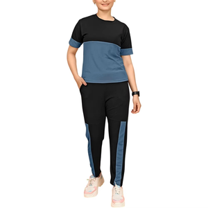 Conjunto Deportivo de Verano para Mujer – Top Holgado con Pantalones Anchos, Ropa Cómoda con Bloques de Color para Viajar y Estar en Casa - Product Image 1