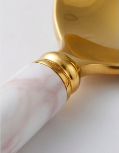 Ensemble de couverts Glam Gold avec poignées en marbre, passe au lave-vaisselle, parfait pour les mariages, les dîners et la cuisine. - Product Image 2