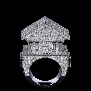 925 Silver Moissanite Diamond Luxury Pavilion <b>Ring</b> <b>Mens</b> Statement <b>Ring</b> Certified Diamond Iced Crown Inspired Designer <b>Ring</b> Gift - Product Image 3