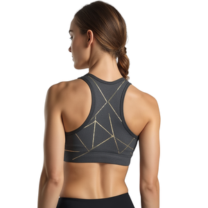 Sujetador deportivo de alto soporte con espalda cruzada y logo frontal para mujer, ideal para yoga - Product Image 3