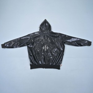 High Quality OEM <b>Mens</b> <b>Black</b> Genuine Leather Bomber Jacket Zipper Closure Moto Style Winter Windproof Thick Embossed Finish Front - Product Image 3