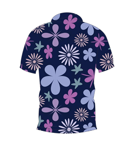 เสื้อโปโลพิมพ์ลายดอกไม้สีม่วงกรมท่าสำหรับผู้ชาย แขนสั้น แฟชั่นลำลองฤดูร้อน สไตล์ฮาวาย เสื้อกอล์ฟ - Product Image 2