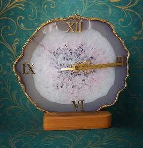 Luxury Handmade Resin Table Clock Ocean Theme Modern Waterproof Oversized Night <b>Light</b> Mechanical <b>Battery</b> <b>Powered</b> Wedding Home - Product Image 1