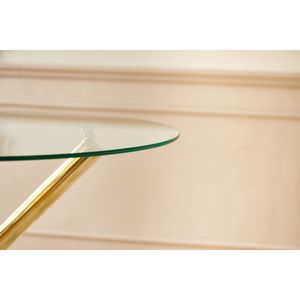 Tavolo da Pranzo Moderno Salvaspazio Dorato con Gambe in Metallo e Piano in Vetro per Cucina o Soggiorno - Product Image 2