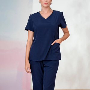 Summer Customized Women High Quality Medical Uniforms White Short Sleeve Breathable Nurse Hospital <b>Scrubs</b> <b>Sets</b> - Product Image 4