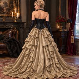 Costume de vampire gothique en soie et dentelle |   Costumes de luxe pour femmes, jupe, veste, robe gladiateur respirante - Product Image 3