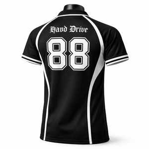 Polo à manches courtes noir pour homme avec bordure contrastante blanche Coupe classique T-shirt décontracté en tricot - Product Image 2