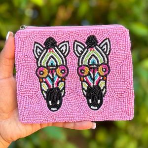 Porte-monnaie personnalisé en perles pour filles, fait main, style clé, en toile avec fermeture éclair, petit format, motif varié - Product Image 1