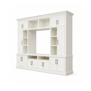 Modern White <b>TV</b> <b>Stand</b> Wall Unit Custom Teak Wood Entertainment Cabinet for Hotel Home Apartment Villa Interior Projects - Product Image 4