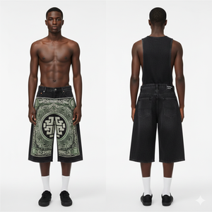 กางเกงยีนส์ขาสั้นทรงแบ็กกี้สไตล์วินเทจสีซีดแบบย้อมสีเองสำหรับผู้ชาย กางเกงยีนส์ขาสั้นสำหรับฤดูร้อน สตรีทแวร์ กางเกงยีนส์ขาสั้น - Product Image 1