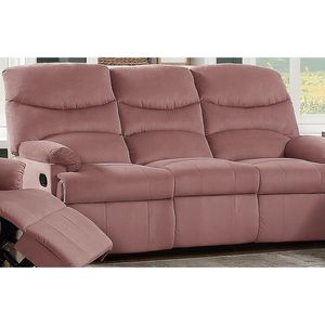 Sofá Reclinable Manual de 3 Plazas en Terciopelo Rosa Pálido de Lujo, con Reposabrazos Acolchados y Mecanismo de Movimiento, Mueble para Sala de Estar con 1 Sofá Individual - Product Image 2