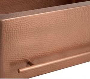 Fregadero de Cocina Rectangular de Cobre Martillado Hecho a Mano, Acabado Mate Rústico, con Delantal Frontal y Un Solo Tazón - Product Image 4