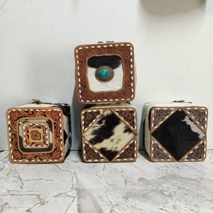 New Handmade Western Stylish Genuine Leather Jewelry Boxes Cute Travel Waterproof Autumn Large Capacity Storage - Product Image 1