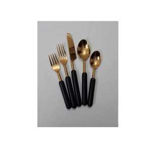 Ensemble de couverts de haute qualité en acier inoxydable, cuillère et couteau, finition miroir durable, design moderne, manche en bois - Product Image 4