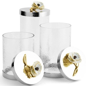 Recipiente Decorativo de Vidrio Premium con Detalles Metálicos en Oro y Plata, Recipiente de Vidrio Martillado de Lujo para Decoración del Hogar y Cocina - Product Image 6
