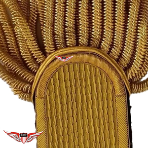 Epaulettes de hombro para uso ceremonial con flecos y bordados a mano de hilo dorado para trajes - Product Image 3