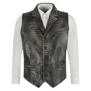 Gilet Homme en Cuir Gaufré Croco 100% Véritable, Gamme Smart Personnalisée, Gilet de Cérémonie et d'Affaires, Fabricant Grossiste Marque Privée - Product Image 5