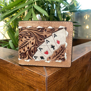 Porte-cartes de crédit en cuir usiné à la main avec blocage RFID et ensembles de portefeuilles Long Aces de créateur de luxe en cuir véritable - Product Image 2