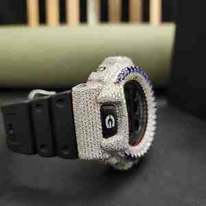 Montre de luxe en acier inoxydable avec diamants en moissanite et caoutchouc, ornée de diamants bleus DOPE JEWELLS - Product Image 3